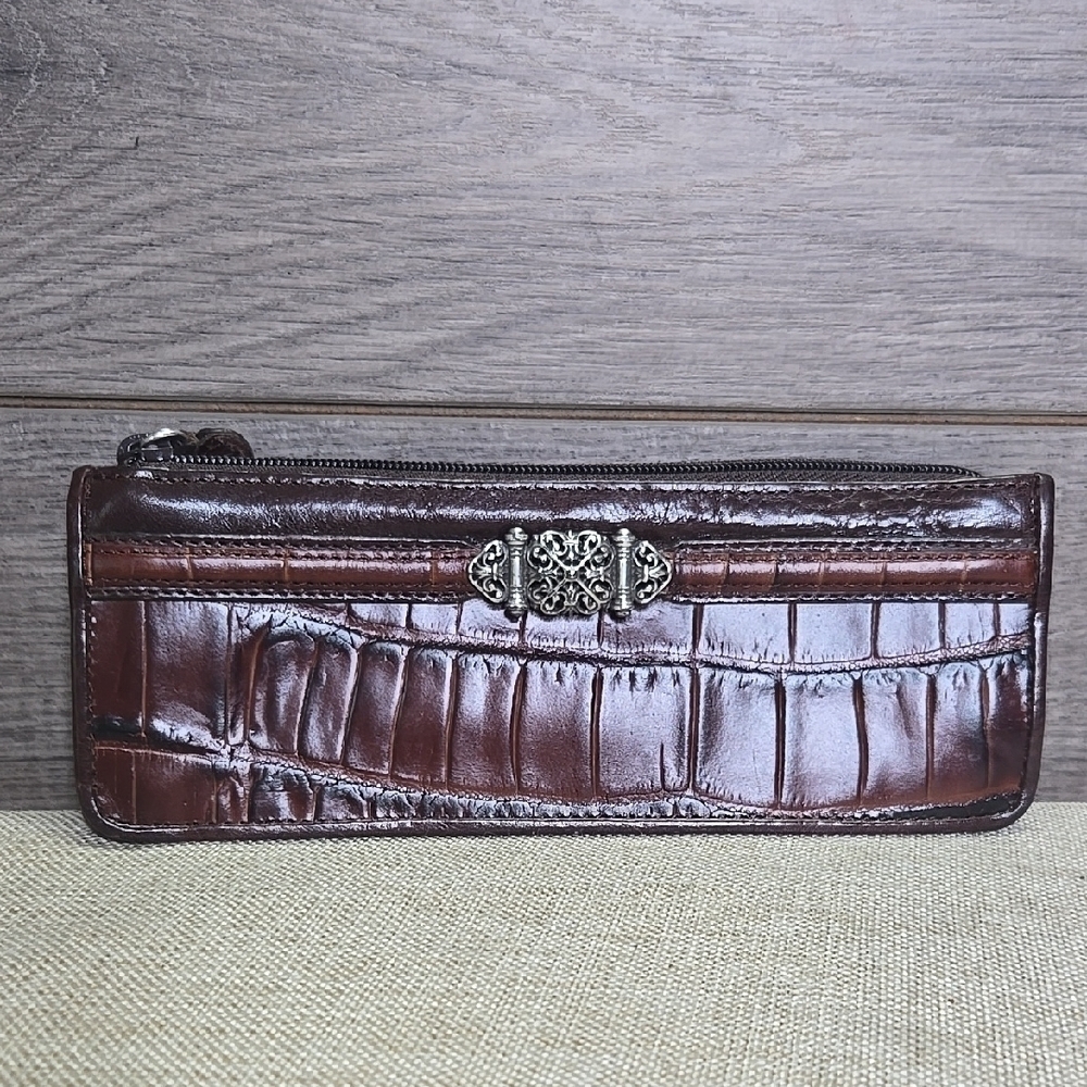 Brighton Brown Croc Embossed Leather Jewelry Case
